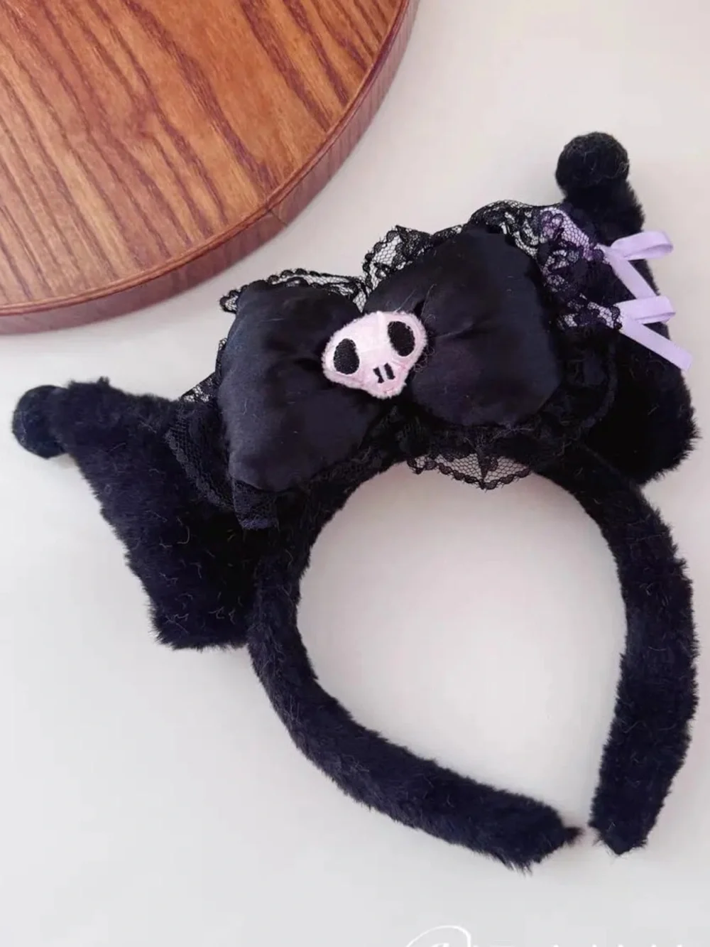 Black Plush Bow Spa Headband